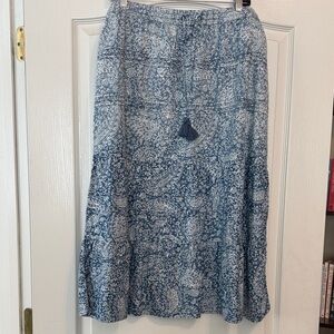 J. Jill Blue and White Paisley Midi Skirt